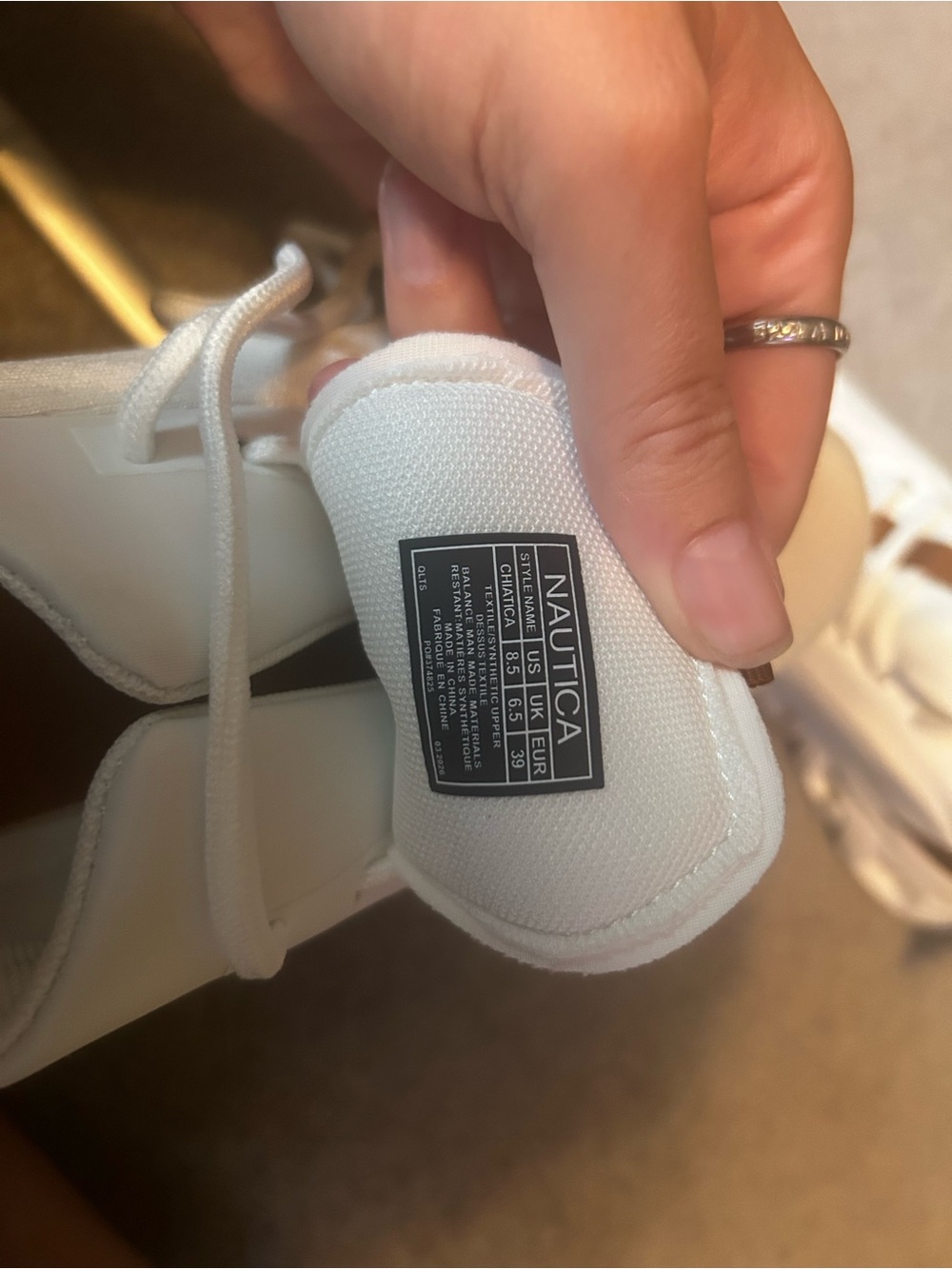 Nautica White Knit Sneakers with Brown Pull-Tab - Picture 5 of 5
